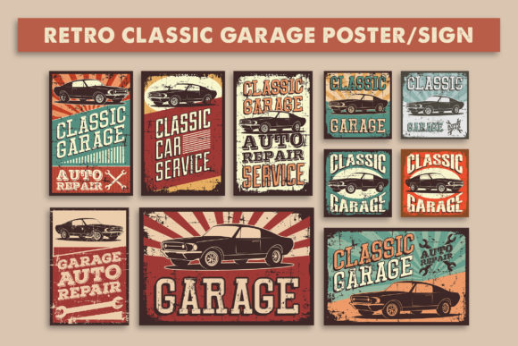 Download Retro Classic Car Service Sign Poster - Poster Collection