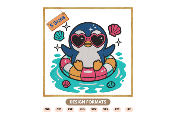 Download Cute Penguin Summer Embroidery Design - Premium Resources